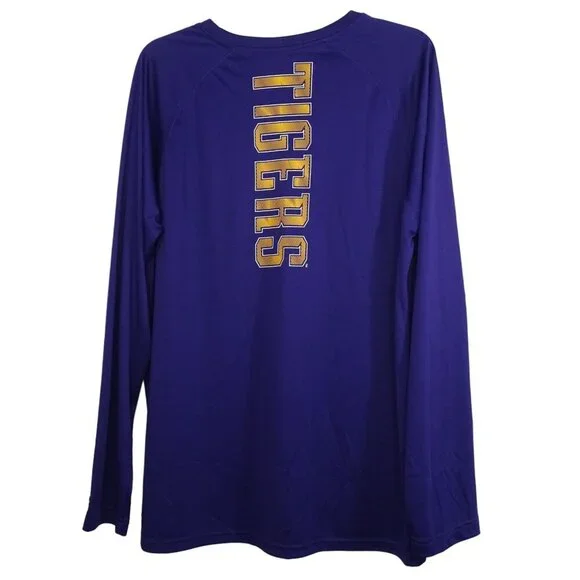 Champion LSU Tigers Long Sleeve Shirt Athletic Top Men Size L Purple Polyester - Picture 2 of 11